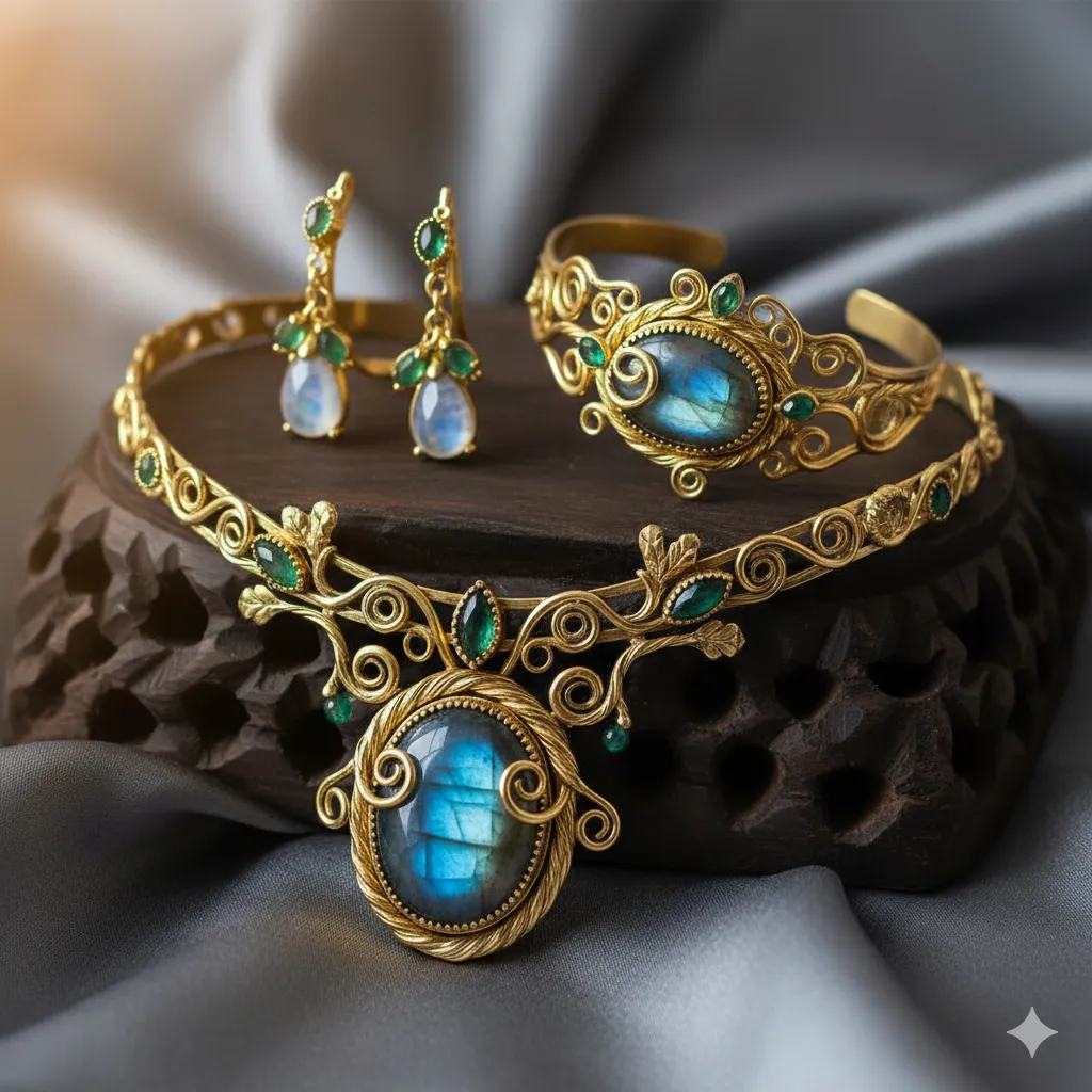 Handcrafted jewelry set with custom design