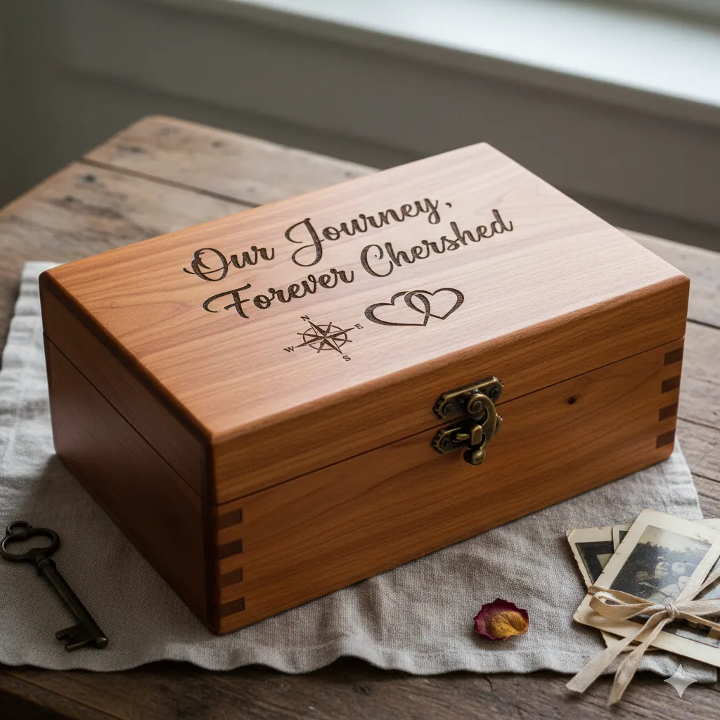 Handmade keepsake box with engraved message